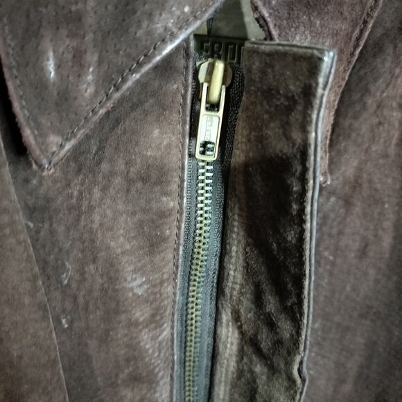 M813)Vtg Middlebrook Park Brown Suede Leather Pockets Full Zip Bomber Jacket S - Picture 6 of 11